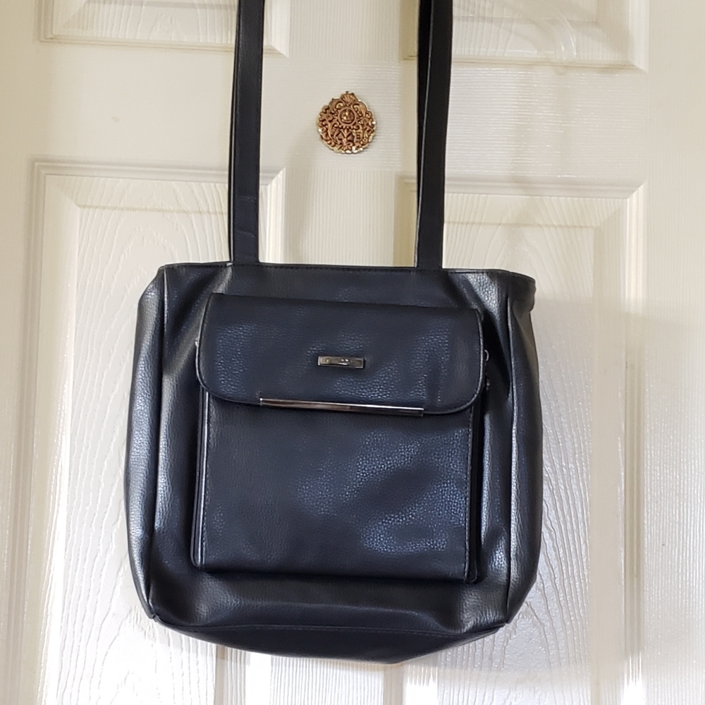 CHENSON Black leather purse tote bag cardholder